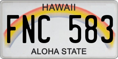 HI license plate FNC583
