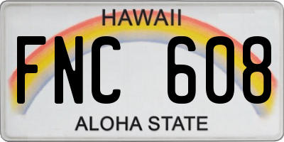 HI license plate FNC608