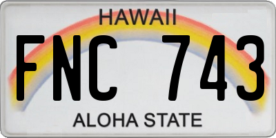 HI license plate FNC743