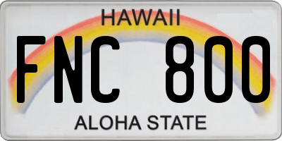 HI license plate FNC800