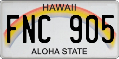 HI license plate FNC905