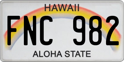 HI license plate FNC982
