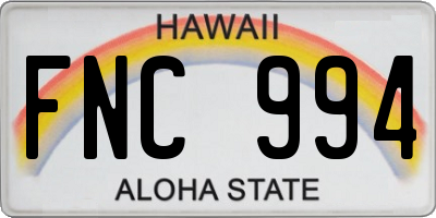 HI license plate FNC994