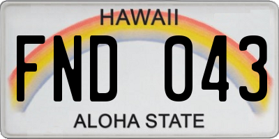 HI license plate FND043