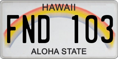 HI license plate FND103
