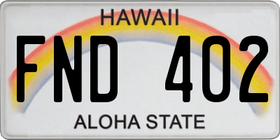 HI license plate FND402