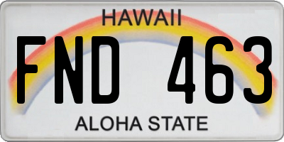 HI license plate FND463