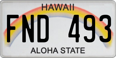 HI license plate FND493