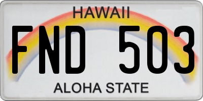 HI license plate FND503
