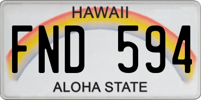 HI license plate FND594