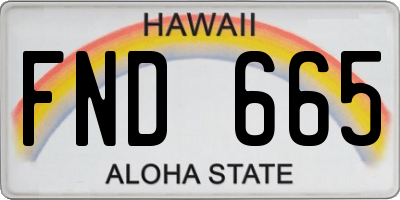HI license plate FND665
