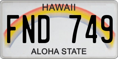HI license plate FND749