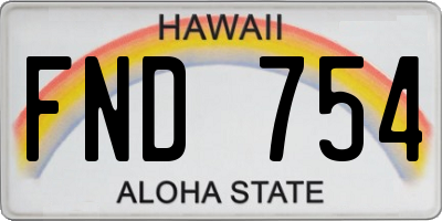 HI license plate FND754