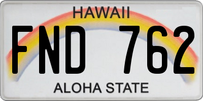HI license plate FND762