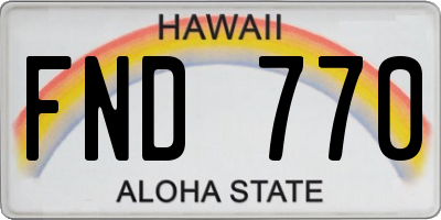HI license plate FND770