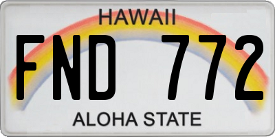 HI license plate FND772