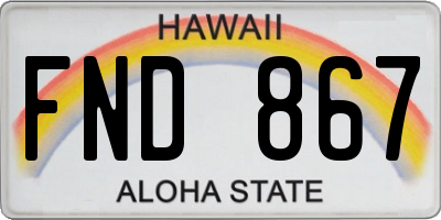 HI license plate FND867