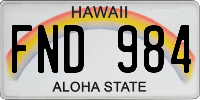 HI license plate FND984