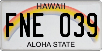 HI license plate FNE039
