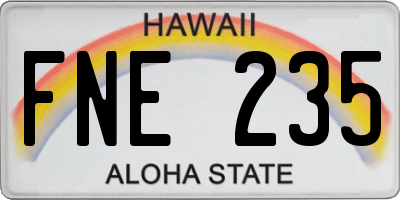 HI license plate FNE235