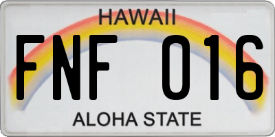 HI license plate FNF016