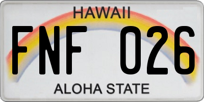 HI license plate FNF026