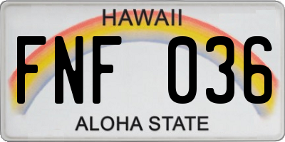 HI license plate FNF036