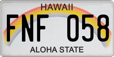HI license plate FNF058