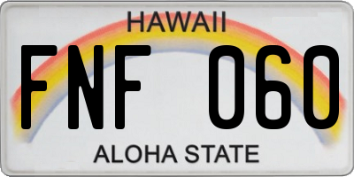 HI license plate FNF060