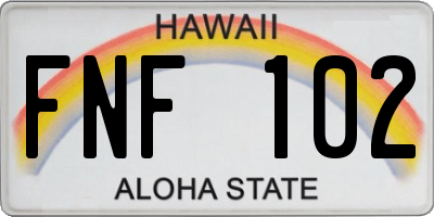 HI license plate FNF102