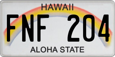 HI license plate FNF204