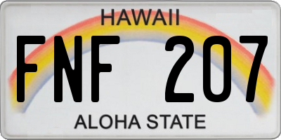 HI license plate FNF207