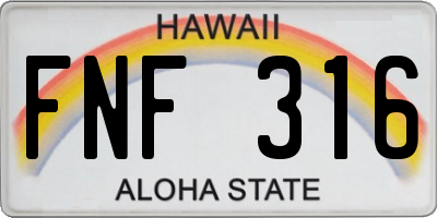 HI license plate FNF316