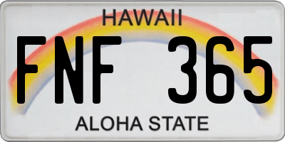 HI license plate FNF365