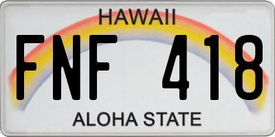 HI license plate FNF418
