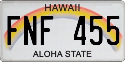 HI license plate FNF455