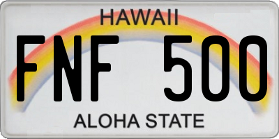 HI license plate FNF500