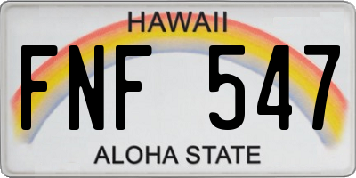 HI license plate FNF547