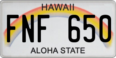 HI license plate FNF650