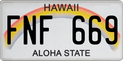 HI license plate FNF669