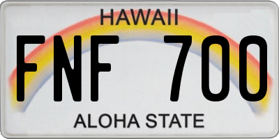 HI license plate FNF700