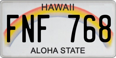 HI license plate FNF768
