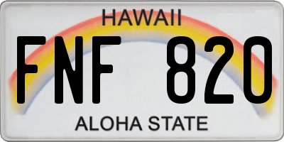 HI license plate FNF820