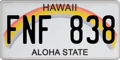 HI license plate FNF838