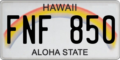 HI license plate FNF850