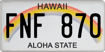 HI license plate FNF870