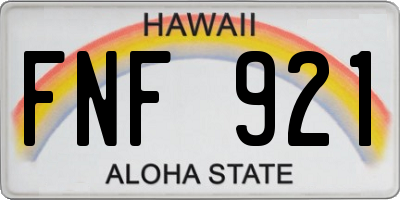 HI license plate FNF921