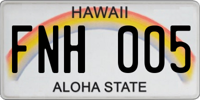HI license plate FNH005