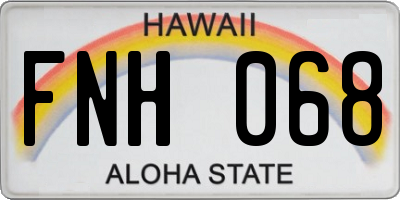 HI license plate FNH068