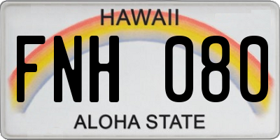 HI license plate FNH080